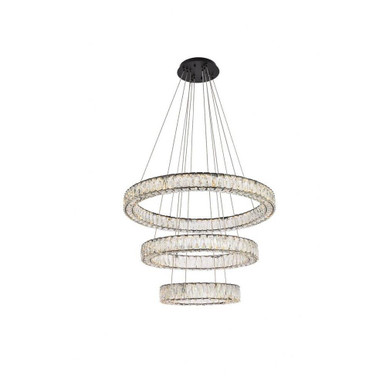Monroe 3 LED Light Large Round Chandelier by Elegant - 3503G3LBK