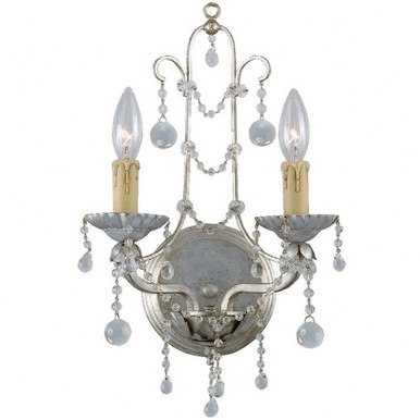 Paris Market 2 Light Candle Style Wall Sconce 10 Inch Tall by Crystorama - 4612-sl