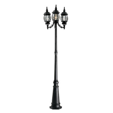 Hacienda  Three Light Outdoor Post Lantern by Designers Fountain - 1923-bk
