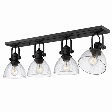 Hines 4 Light 34.5 Inch Wide Semi Flush Mount by Golden - 3118-4SF BLK-SD