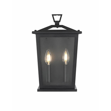 Richmond 2 Light Outdoor Wall Sconce 14 Inch X 8.5 Inch Wide by Elegant - OD331W14BK