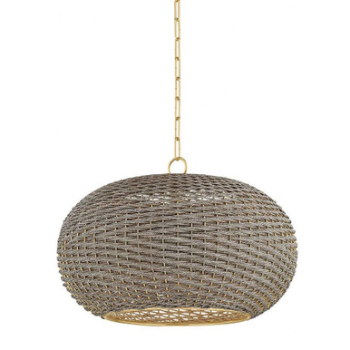 Penarth 1 Light Pendant 16.5 Inch Tall and 24 Inch Wide by Hudson Valley - 5525-AGB