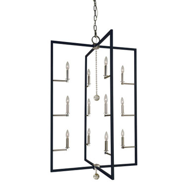 Minimalist Elegant 12 Light Large Foyer Chandelier by Framburg - 5369 PN/MBLACK