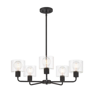 Vibrato 5 Light Chandelier 8.25 Inch and 27 Inch Wide by Designers Fountain - D285M-5CH-MB