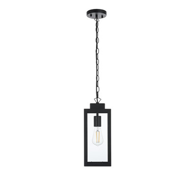 Hilton 1 Light Outdoor Pendant 15 Inch Tall and 6 Inch Wide by Elegant - OD330H15BK