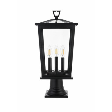 Cayman 3 Light Outdoor Post Mount 20.5 Inch Tall X 9.5 Inch Wide by Elegant - OD332P21BK
