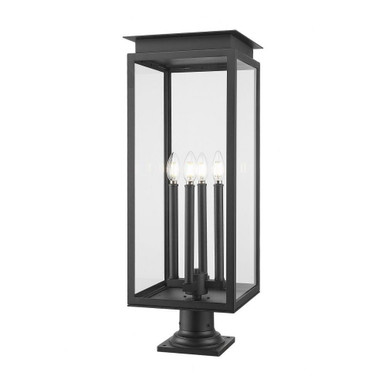 Nova 4 Light Outdoor Pier Mount 29.5 Inch Tall and 10.5 Inch Wide By Z-Lite - 5018PHBR-533PM-BK