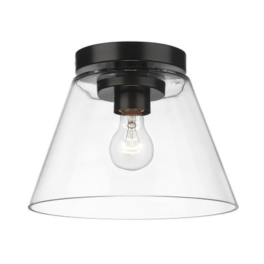Penn 1 Light 11 Inch Wide Flush Mount by Golden - 3189-FM11 BLK-CLR