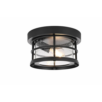 Carla 1 Light Outdoor Flush Mount 6 Inch Tall and 10 Inch Wide by Elegant - OD614F10BK