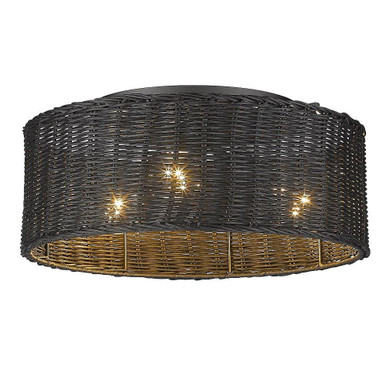 Erma 3 Light Small Chandelier by Golden - 1084-FM BLK-BW
