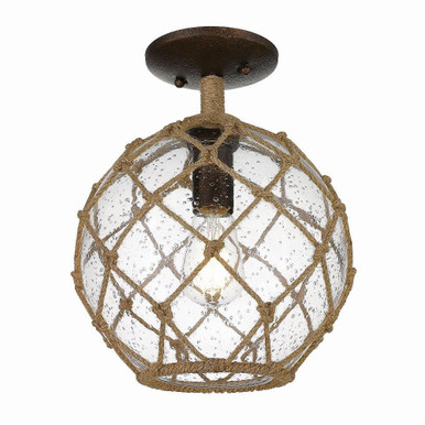 Haddoc 1 Light 9.88 Inch Wide Semi Flush Mount by Golden - 1092-SF BC-SD