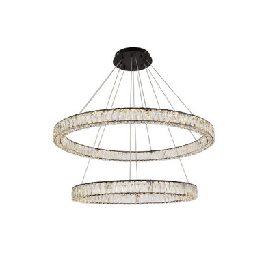 Monroe 2 LED Light Oversized Pendant by Elegant - 3503D42BK