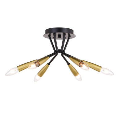 Ellis 6 Light Semi Flush Mount 8 Inch Tall and 16.25 Inch Wide by Vaxcel - C0264