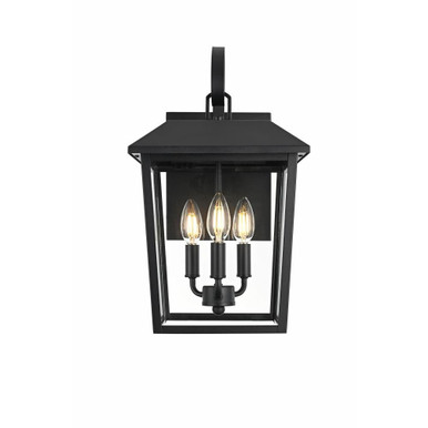 Riggs 3 Light Outdoor Wall Sconce 17.5 Inch Tall X 10 Inch Wide by Elegant - OD502W17BK