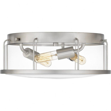 Ludlow 3 Light 13.25 Inch Wide Industrial Flush Mount by Quoizel - LUD1613BN