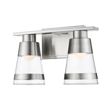 Ethos 16W 2 LED Light Clear Glass Vanity Light by Z Lite - 1921-2V-BN-LED