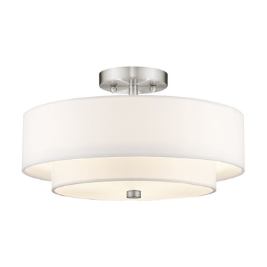 Claremont 3 Light 15 Inch Wide Semi Flush Mount by Livex - 51044-91