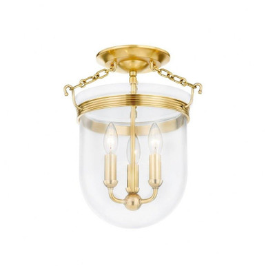 Rousham 3 Light 12.75 Inch Wide Semi Flush Mount by Hudson Valley - MDS1600-AGB