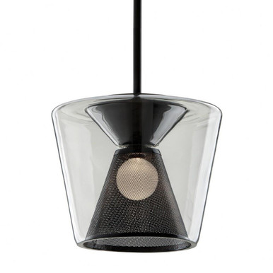 Berlin 14W 1 LED Medium Pendant 15.5 Inch Wide by Troy - F5852-SBK