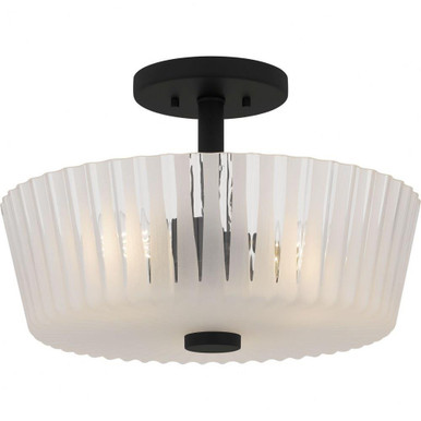 Gray 3 Light Semi Flush Mount 10.5 Inch Tall and 16 Inch Wide by Quoizel - RAY1716MBK