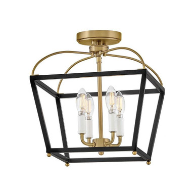 Tate 20W 4 LED Semi Flush Mount 14.75 Inch Tall and 13 Inch Wide by Lark - 84273BK-LCB