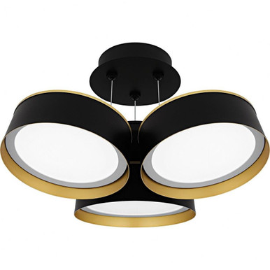 Byrnes 28W LED Semi Flush Mount 10 Inch Tall and 19 Inch Wide by Quoizel - BYS1719MBK