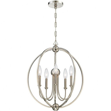 Sylvan 5 Light Medium Chandelier by Crystorama 2247-NOSHADE - 2247-NOSHADE