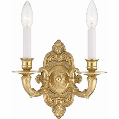Cast Brass 2 Light Candle Style Wall Sconce 9.75 Inch Tall by Crystorama - 642-pb