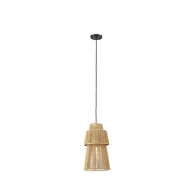 Twill 1 Light Cord Hung Pendant 17 Inch and 9.63 Inch Wide by Innovations - 680-1P-BK-10NT
