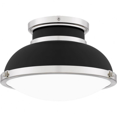 2 Light 14 Inch Wide Traditional Flush Mount by Quoizel - QFL6184MBK