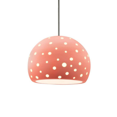 Perforated Globe 1 Light Stem Pendant 9.25 X 12.25 Wide by Justice Design - CER-6585-BSH-NCKL-RIGID