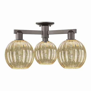 Preston 3 Light Semi Flush Mount 24.5 Inch Wide by Innovations - 716-3F-OB-G458-7ME