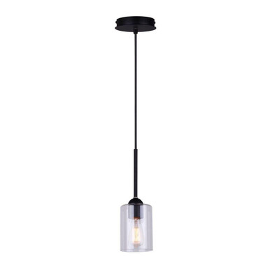 Hampton 1 Light Mini Pendant by Canarm Inc - IPL370A01BK-CL