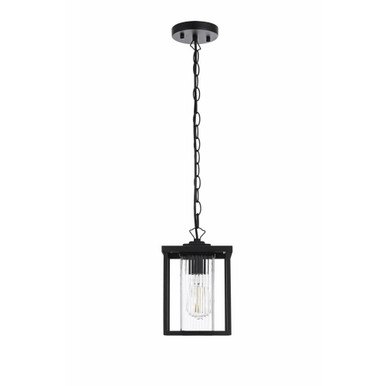 Dover 1 Light Outdoor Pendant 10.5 Inch Tall and 7 Inch Wide by Elegant - OD302H11BK