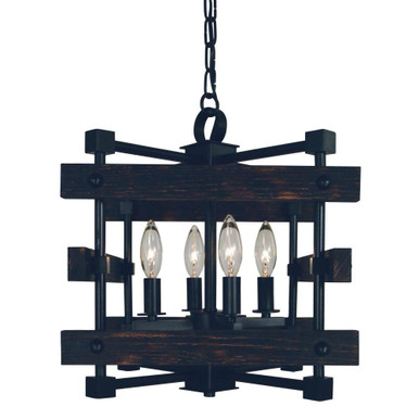 Rustic Chic 4 Light Mini Chandelier by Framburg - 5270 MBLACK