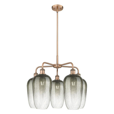 Brookhaven Flute 5 Light Stem Hung Chandelier 25.5 Inch Wide by Innovations - 516-5CR-G484-7