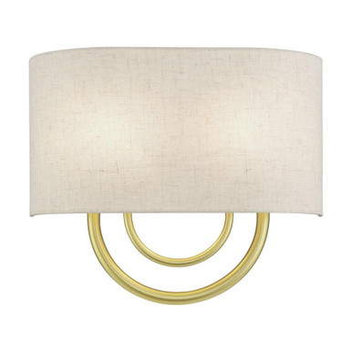 Stratton 2 Light OffWhite Shade Wall Sconce 15 Inch Tall by Livex - 60272