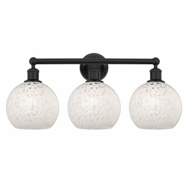 White Mouchette 3 Light Modern Vanity Light 26 Inch Wide by Innovations - 616-3W-G1216-8