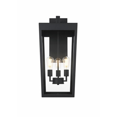 William 3 Light Outdoor Wall Mount 28 Inch Tall and 12 Inch Wide by Elegant - OD405W28BK
