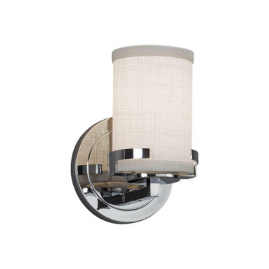 Textile Atlas 1 Light Cylinder Whte Wall Sconce by Justice Design - FAB-8451-10-WHTE