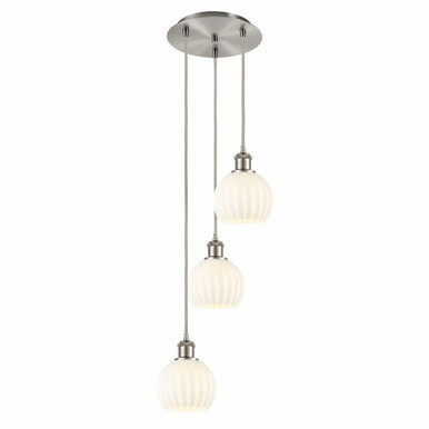 White Venetian 3 Light Cord Hung Medium Pendant by Innovations - 113B-3P-G1217-6