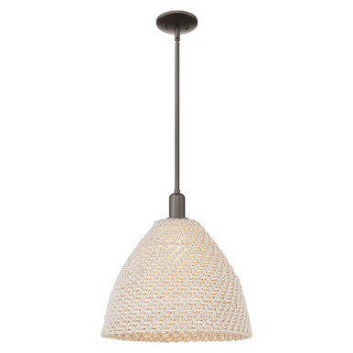 Woven Rattan 1 Light Stem Hung Mini Pendant 15.75 Inch Wide by Innovations - 716-1S-RBD-16