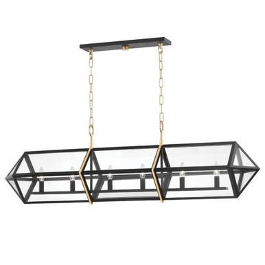 Bedford Hills 6 Light Linear Pendant 16.5 x 12 Inch by Hudson Valley - 9055-AGB/BK