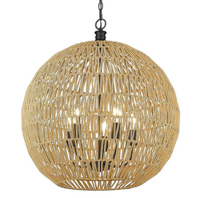 Florence 5 Light Large Pendant by Golden - 6933-5P BLK-NR