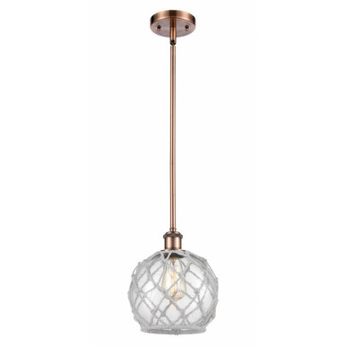 Farmhouse Rope 1 Light Stem Hung Small Pendant 10 Inch Tall by Innovations - 516-1S-G12-8R