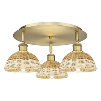 Bristol Natural II 3 Light Flush Mount 8.75X 19.25 Inch Wide by Innovations - 516-3C-NBD2-75