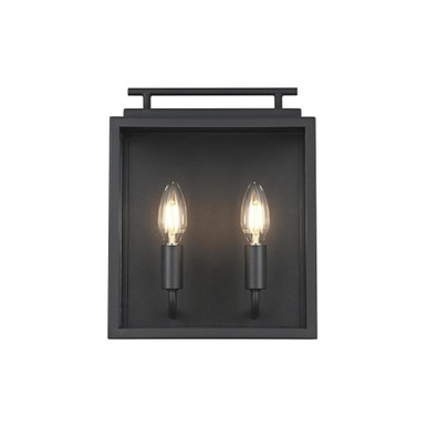 Valentin 2 Light Outdoor Wall Mount 12 Inch Tall and 9 Inch Wide by Elegant - OD418W12BK