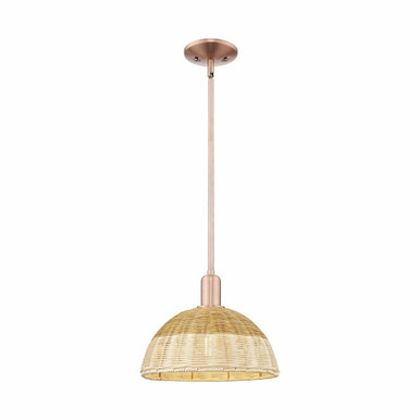 Natural Ballston Dome 1 Light Stem Mini Pendant 14 Inch Tall by Innovations - 716-1S-NBD2-1