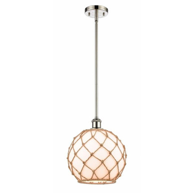 Farmhouse Rope 1 Light Stem Hung Small Pendant 13 Inch Tall by Innovations - 516-1S-G12-10R