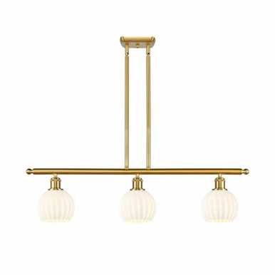 White Venetian 3 Brass Stem Hung Oversized Island Pendant by Innovations - 516-3I-G1217-6